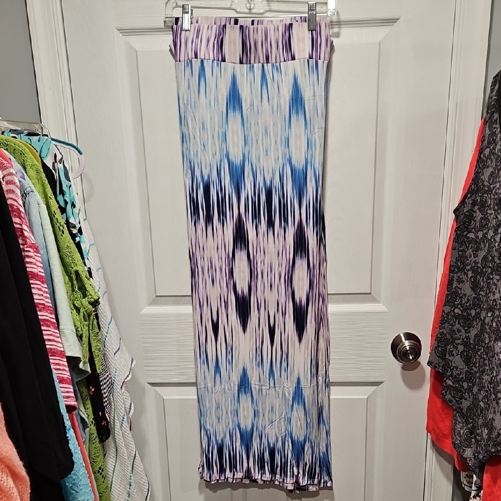 a.n.a Blue, Purple and White Ikat Maxi Skirt